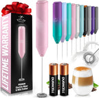 Zulay Kitchen Milk Frother Handheld with 2 Duracell AA Batteries – Electric Drink Mixer for Coffee, Lattes, Cappuccinos, Matcha & Hot Chocolate – Portable Foam Maker & Coffee Bar Accessory