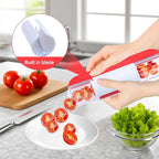 Tomato Slicer, Multi-Purpose Grape Slicer Kitchen Gadget, Tomato, Cherry, Fruit Cutter Fruit Tools into 2 Pieces (Red)