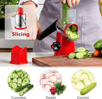 Cheese Grater Rotary, Rotary Grater for Kitchen, Kitchen Grater Vegetable Slicer with 3 Drum Blades, Fast Cutting Cheese Shredder for Vegetables and Nuts