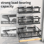 3 Pack Spice Racks Wall Mount With Paper Towel Holder and Hooks for hanging,Space Saving Spice Rack Organizer for Spice Jars and Seasonings, Spice Organization for Cabinet, Pantry,Black