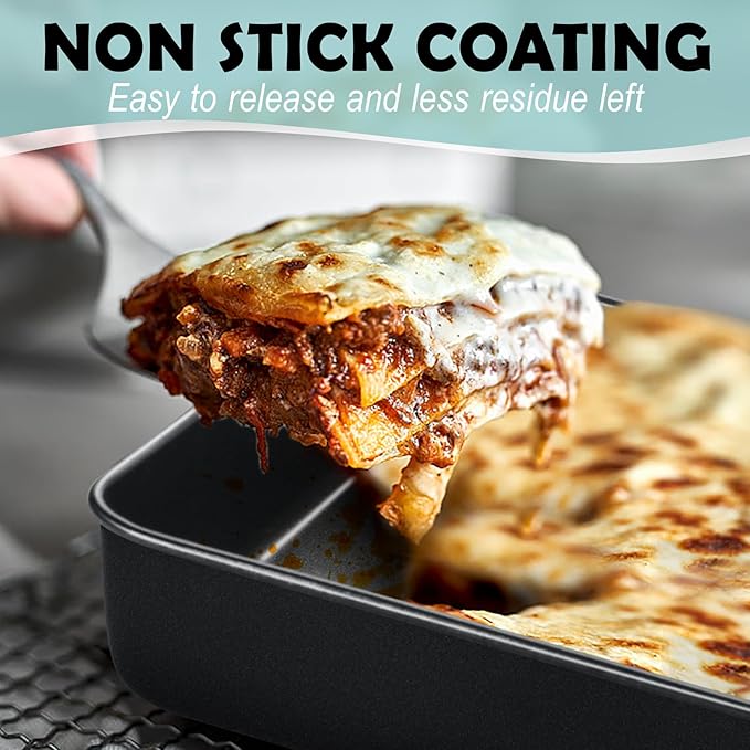 TeamFar Square Cake Pan, 6 inch Small Baking Roasting Pans with Stainless Steel Core & Nonstick Coating, for Making Cakes Brownie Lasagna, Non-toxic & Sturdy, Oven Safe & Easy to Clean – Set of 2