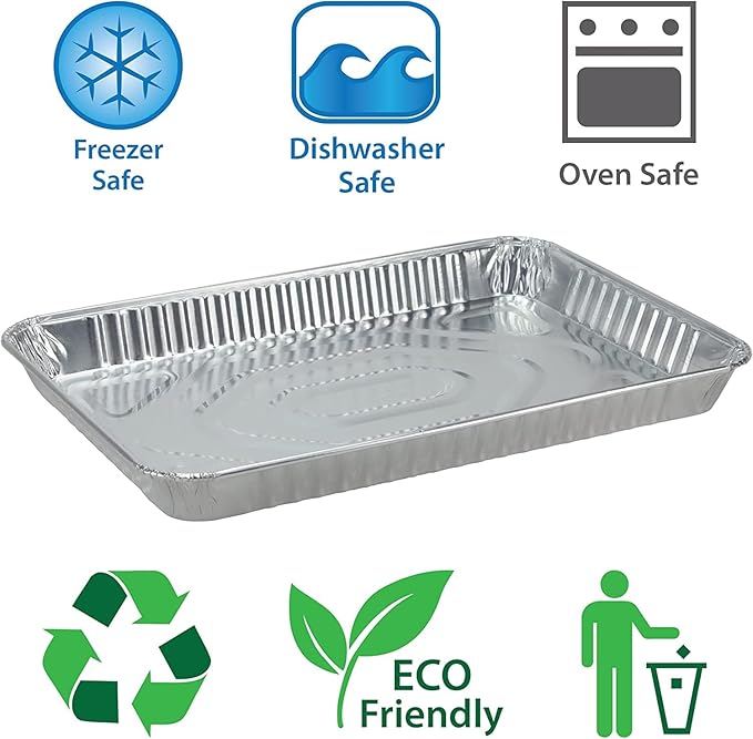 Aluminum Pans Half Size Cookie Sheet 100 Count Durable Nonstick Baking Sheets 17.75" x 12.75"