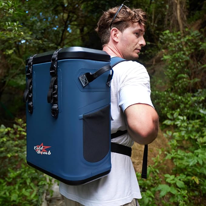 Magnetic Backpack Cooler Bag, Cold Retention Soft Coolers 30 Can Insulated Soft Sided Cooler with Waterproof Bag