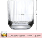 NUDE Whiskey Glasses Set of 4 SOF – 9.25 oz Lead-Free Crystal Old Fashioned Rocks Glasses for Whisky, Scotch & Bourbon – Etched Linear Pattern, Dishwasher Safe Barware