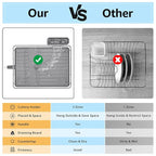 Dish Drying Rack for Kitchen Counter, Space-Saving Dish Rack, Multifunctional Dish Drainer Rack, Sink Kitchen Dishes Strainer, Dryer Rack with Drain Board, and Cutlery Holder,Small Size Gray