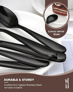 Black Silverware Set, Ollex 40PCS Black Flatware Set for 8 Include Knife Spoon Fork Set for Kitchen Tableware Eating Utensil Set, Stainless Steel Cutlery Set Mirror Polished, Dishwasher Safe