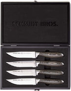 Schmidt Brothers -Bonded Ash 4-Piece Jumbo Steak Knife Set, High-Carbon German Stainless Steel Cutlery in a Wood Gift Box