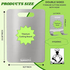 Titanium Cutting Board for Kitchen, Double Sided Food-Grade Stainless Steel Cutting Boards, Durable Rust Resistant & Dishwasher Safe, With Hook, (Size, 13.18" L x 9" W)