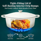 Larder & Vine Enameled Cast Iron 8 qt Dutch Oven Pot with Lid | Bread Baking | Compatible on All Cooktops & Oven Safe to 500° F | Great for Sourdough Bread | White