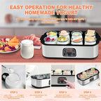 Automatic Yogurt Maker, Digital Yogurt Maker Machine with 12 Jars 2160ml Adjustable Temperature 48H Time Control for Fresh Homemade Yogurt Dessert, Led Display Multi-Function Electric Yogurt Machine