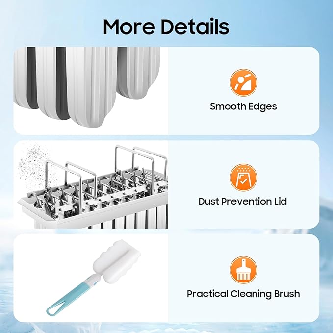 20PCS Commercial Popsicle Molds Heavy Duty Stainless Steel Popsicle Maker Kit with Brush & Sticks, 85g Capacity per Slot, DIY Yogurt Ice Cream Tools for Home Restaurants (Round Head Double Groove)