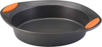 Rachael Ray 55673 Nonstick Bakeware Set with Grips includes Nonstick Bread Pan, Baking Pans and Cake Pans - 5 Piece, Gray with Orange Grips