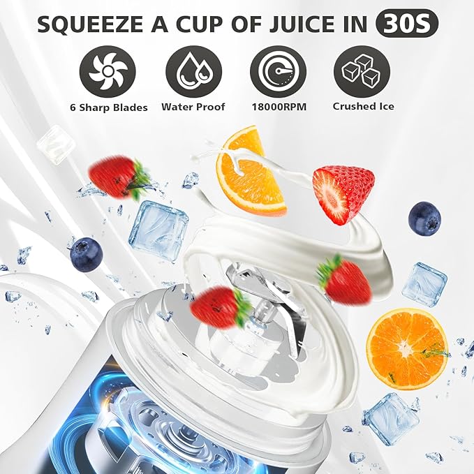 Portable Blender for Shakes and Smoothies- Personal Juicer 20 OZ Electric Protein Shaker Bottle with Insulated Sleeve, USB-C Rechargeable,Travel Lid-Small Blender Cup for Kitchen, Office, Gym,Travel