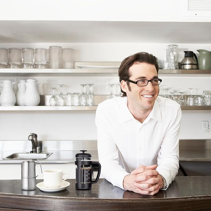 Easyworkz French Press 12 oz Coffee Tea Maker with Borosilicate Glass,Soft Grip Handle