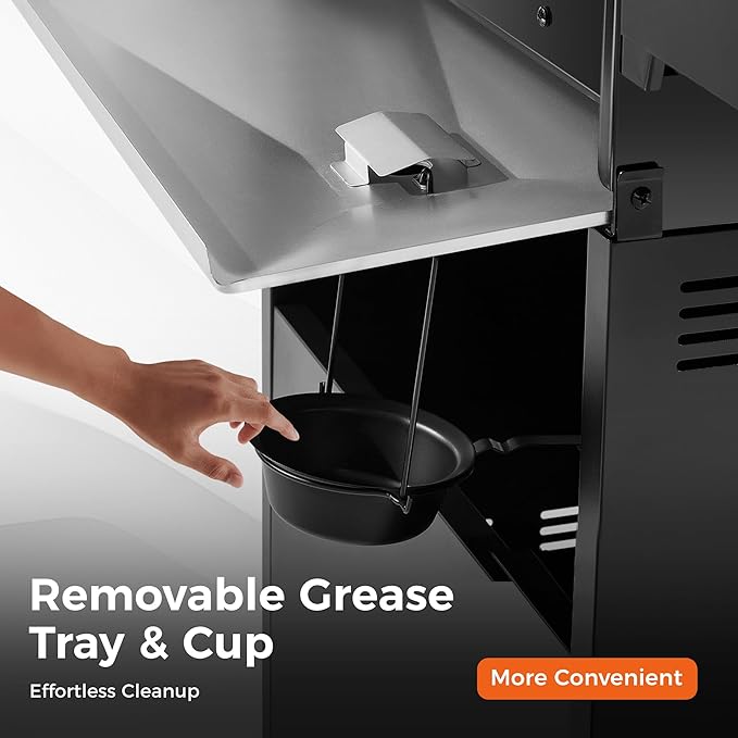 4-Burner Propane Gas Grill, 50,000 BTU Heavy Duty Outdoor BBQ Grill with Side Burner, Cast Iron Cooking Grates & Griddle for Backyard Barbecue