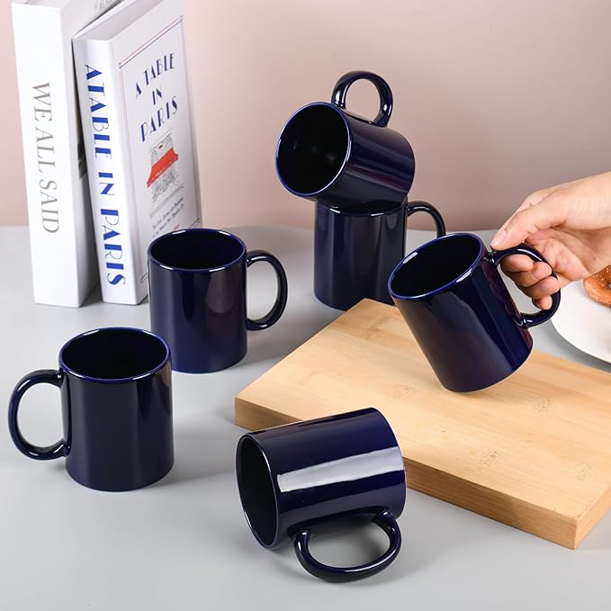 12oz coffee mug set of 6 Coffee Mugs for Coffee, Tea, Cocoa, Milk（cobalto）