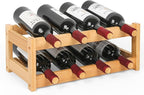 VASMIA Wine Rack, 2-Tier Bamboo Wine Racks Countertop Cabinet Wine Holder Wine Storage Shelf for Pantry Kitchen Bar, Natural