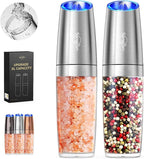 Sangcon Gravity Electric Salt and Pepper Grinder Set Shakers UPGRADED 9OZ XL CAPACITY Battery Powered Refillable Automatic One Hand Operation Adjustable Coarseness Mill Grinder Set for Kitchen