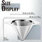 Coffee Filters Perfect Compatible for Chemex 6,8,10 Cup Glass Coffeemaker,Suitable for Bodum & Hario V60,Reusable Stainless Steel Coffee Dipper -Best Coffee Maker and Bar Accessories