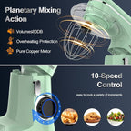 Stand Mixer, 6.5QT 10-Speed Tilt-Head Electric Stand Mixer, 3-In-1 Kitchen Mixer with Bowl, Dough Hook, Whisk and Beater, Food Mixer for Baking, Cake and Most Home Cooks, Light Green