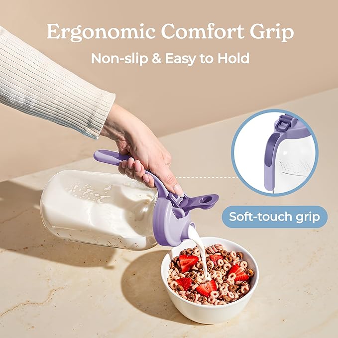 SMIRLY 64 oz Mason Jar Pitcher,Glass Pitcher with Wide Mouth,Water Jug with Double Leak Proof Lid for Iced Coffee,Hot Water,Breast Milk