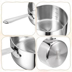 Stainless Steel Butter Warmer Measuring Pan 20 OZ Small Sauce Pan 18/10 Tri-Ply Stainless Steel Saucepan with Dual Pour Spouts, 0.63 Quart