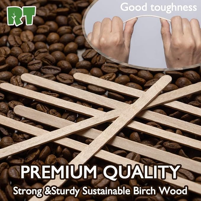 RT－Wooden coffee stirrer natural birch can be used for tea hot drinks and cold drinks the stirrer sticks 5.5"inch 1000 sticks packaging