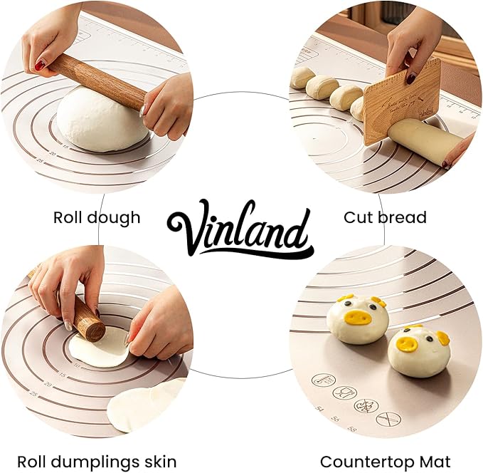 Silicone Baking Mat, Silicone Pastry Mat 19.69"×15.75" Extra Thick Non Stick Baking Mat Food Grade Silicone Dough Rolling Bake Mat with Edge Heightening - High Transparency