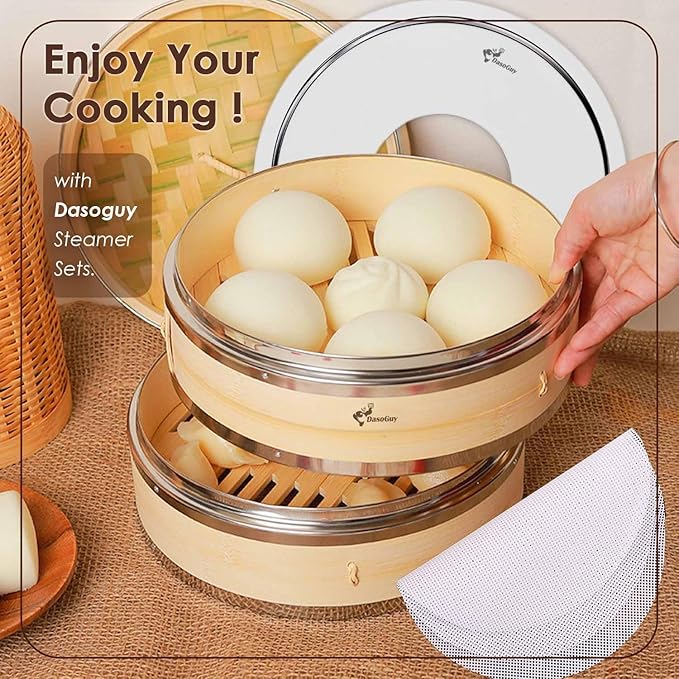 Stainless Steel Steamer Adapter, Fits 7 to 12 Inch Bamboo Steamer Basket, Steaming Ring for Asian Food, Cooking Dumpling, Dim Sum, Rice, Veggies, Vegetable, Chinese Steam Pot