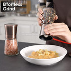 Vzaahu Salt and Pepper Copper Grinders, Set of 2 Refillable Bronze Brass, Seasalt Spice Peppermill with Magnetic Lids Adjustable Coarseness, Ceramic Core, Kitchen Gift