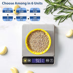 KitchenTour Digital Kitchen Scale - 500g/0.01g High Accuracy Precision Multifunction Food Meat Scale Jewelry Lab Carat Powder Scale with Back-Lit LCD Display(Batteries Included) Grey