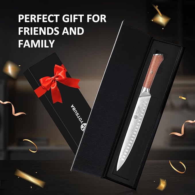 YOTSUBA Kitchen Knife Set with Block, High Carbon Stainless Steel Sharp Knife, with Gift Box (10 inch Slice Knife)