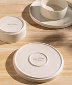 TheTerra Ceramic Dinnerware Sets for 8, 24 Pieces Handmade Reactive Glaze Plates and Bowls Set, Scratch Resistant Dish Set, Oven & Microwave & Dishwasher Safe, Matte White