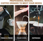 M6 Manual Coffee Grinder,Conical Hexagonal Burr & Double Bearings for Smooth Grinding,Portable Mini Hand Coffee Grinder for Espresso Pour Over French Press at Home or Camping Travling