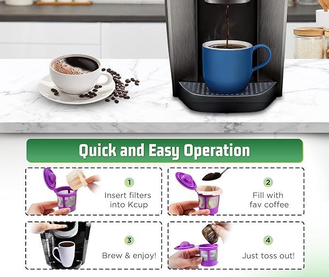 VIVI SKY Disposable K Cup Coffee Filters,400 Count Coffee Filter Paper Filters for Keurg Brewers Single Serve 1.0 and 2.0, Use with Reusable K Cup Coffee Pods (400, Unbleached)