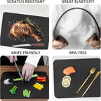 ZVP Thick TPU Cutting Boards for Kitchen, Rubber Flexible Cutting Board Mats, Nonslip Silicone Chopping Mats Foldable BPA Free Knife Friendly Non-Toxic Dishwasher Safe