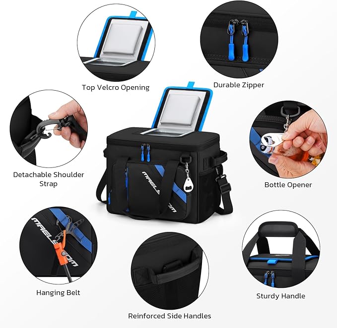Maelstrom Cooler Bag, 30 Cans Beach Cooler, Large Leakproof Insulated Soft Cooler with Bottle Opener, Ice Chest, Portable Collapsible Cooler for Travel, Camping, Shopping