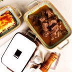 Rectangular 10 x 8 Casserole Dish, 1.9 Qt Ceramic Au gratin Baking Dish with Handles, or for mixing, salad, pasta plate, Best gift for those who love baking, Microwave, Oven safe