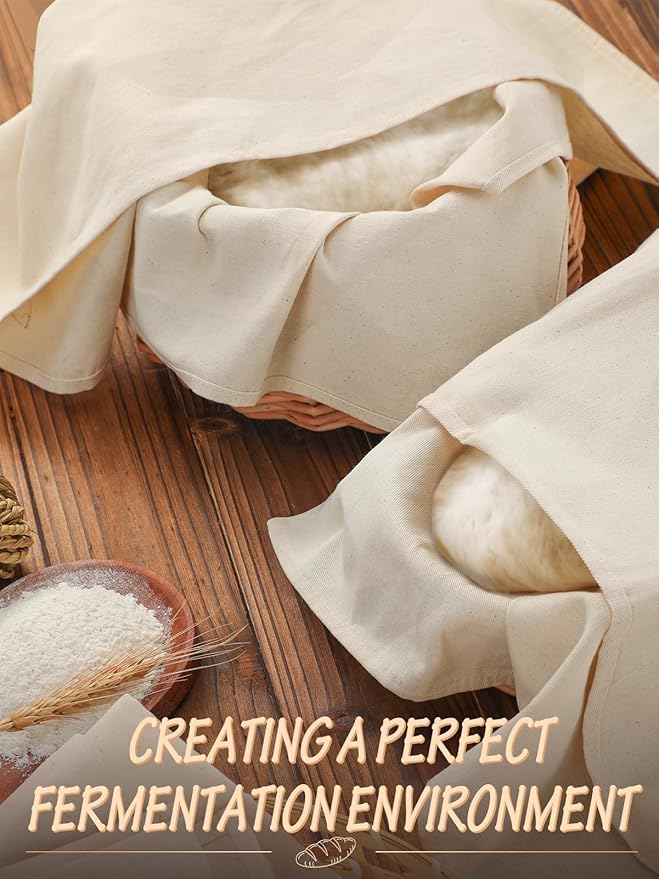 Thick Tea Towels for Baking Sourdough - 28x28in 100% Cotton Wrinkle-resistant Bread Basket Flour Sack Towels, Proofing Cloth Cover for Dough Raising, Bread Making, Bakers Gift Accessories, 3pcs