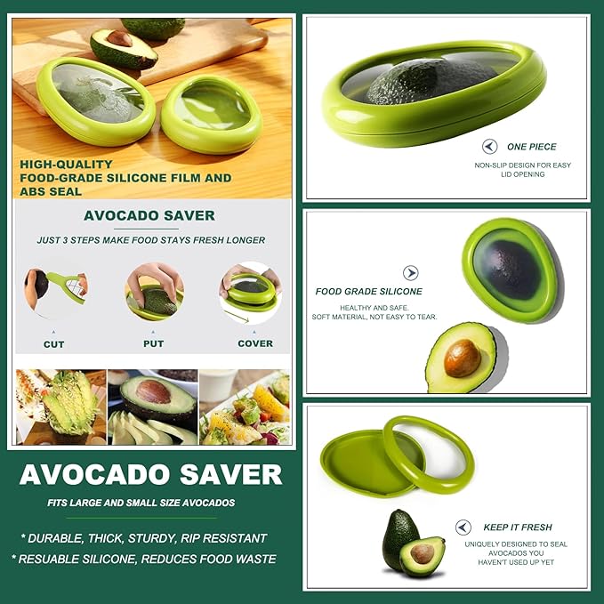 Avocado Slicer Tools 3 PCS - Avocado Saver for Fridge to Keep - Avocado Slicer for Peeler Pitter - Avocado Cutter for Cuber Dicer - Fruit Vegetable Avocado Tools-Kitchen Gadgets