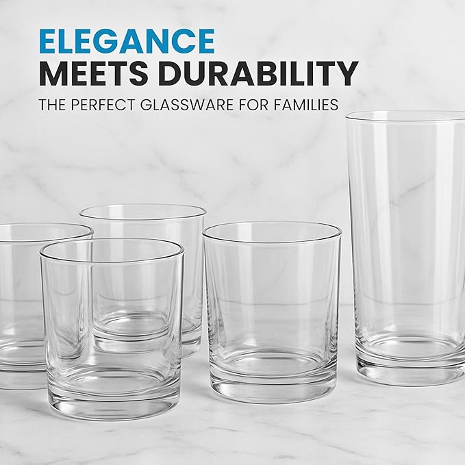 Zulay Kitchen Acrylic Plastic Glasses Drinkware - 8 Piece Unbreakable Drinking Glasses - BPA-Free, Reusable Plastic Tumblers for Home & Outdoors - Stackable, Lead-Free & Dishwasher Safe - (12&16oz)