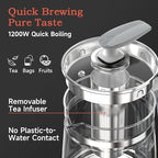 Hot Electric Kettle with Tea Infuser and Temperature Control, 1.5L Stainless Steel Tea Maker & 1200W Rapid Boiling, Programmable Control for Coffee and More, White