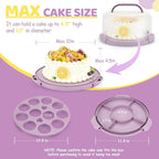 Ohuhu Cake Holder, BPA-Free Cake Carrier with Lid and Handle Cake Transport Container Portable Cake Keeper Two Sided Base for Pies Cookies Nuts Fruit etc - Suitable for 10 inch Cake Perfect Gifts