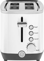 GE 2 Slice Toaster, Extra Wide Slots for Toasting Bagels, Breads, Waffles & More, 7 Adjustable Shade Settings, Removable Crumb Tray, Countertop Kitchen Essentials, 850 Watts, White