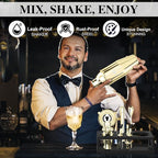IOV Mixology Bartender Kit With Stand | 12-Piece Cocktail Shaker Set | 24oz Martini Shaker Set For Drink Mixing | Bar Set Includes All Bar Tools And Recipe Booklet | Fun Housewarming Gift (Gold)