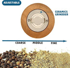 Salt and Pepper Mill Manual Pepper Grinder Set, Classical Hand Shake Wooden Pepper Mills Set Ceramic Core Grinding Metal Handle, 6in Two tone combination set Enjoy Fresh Ground Pepper Sea Salt