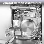 14 Inch Paella Pan with Lid - Premium Stainless Steel Paellera | Large Everyday Frying Pan & Skillet for 8-10 Personas