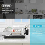 Dish Drying Rack 304 Stainless Steel Dish Rack with Drainboard,Space Spaving Auto-Draining Drying Racks for Kitchen Counter,Large Capacity Dish Racks for Bowls, Cups, Dish Drainer Black