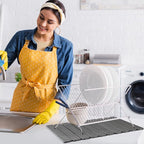 Nuanchu 2pack Large Stone Dish Drying Mat for Kitchen Counter, 23.6"(L)x15.4"(W), Collapsible Diatomaceous Earth Water Absorbing Mat for Dishes Bottles Cups, Match Any Countertop(Dark Grey)