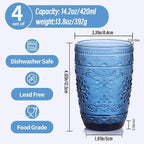 14OZ Drinking Highball Beverage Glass Cup, Blue Drinking Glasses, Colored Glassware Set for Party Wedding, Home, Office, Water, Juice, Cocktail, Highball Glasses Set of 4